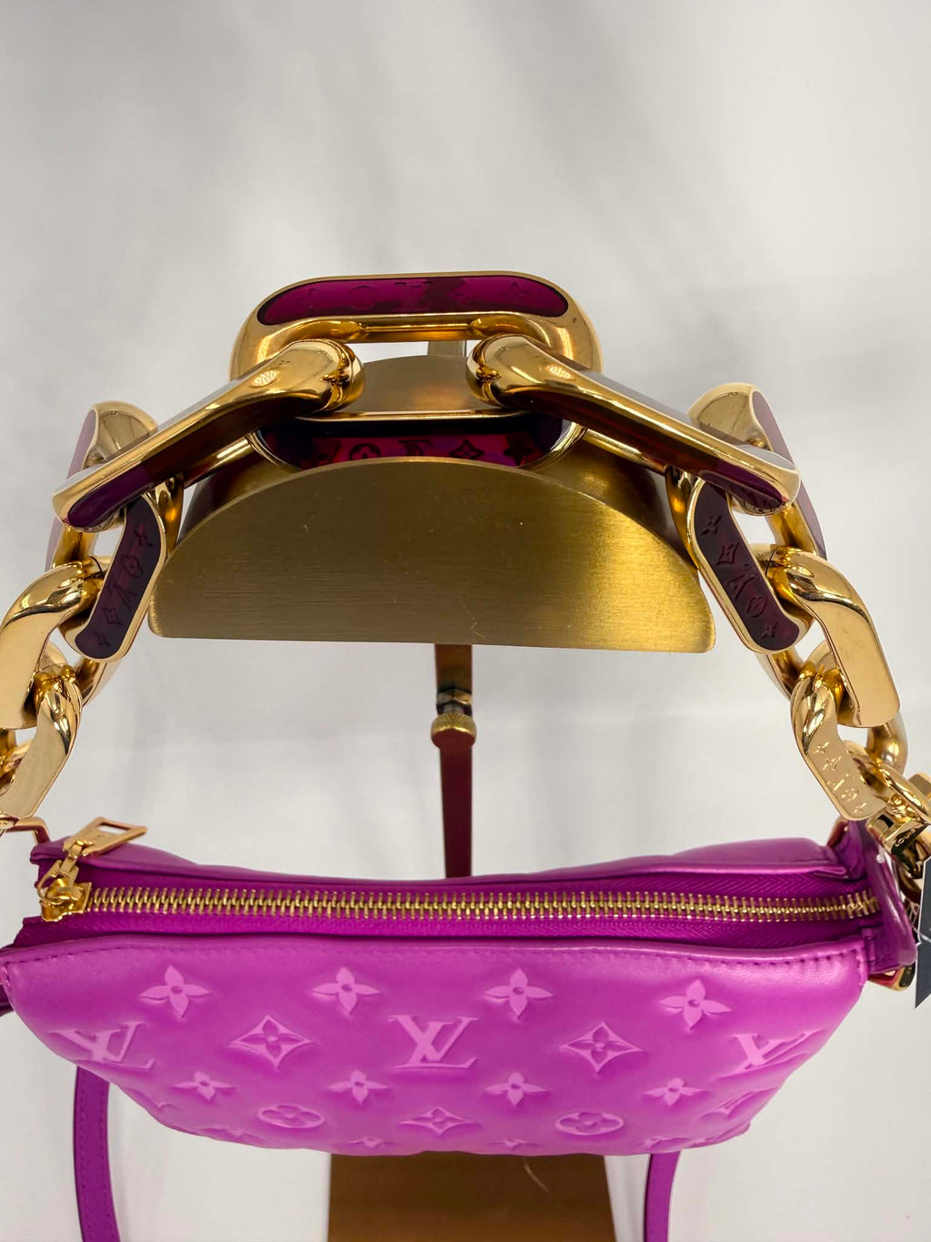 Louis Vuitton Lambskin Embossed Monogram Coussin BB Orchid