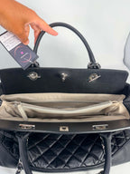 Chanel Aged Calfskin Quilted Be CC Tote Black