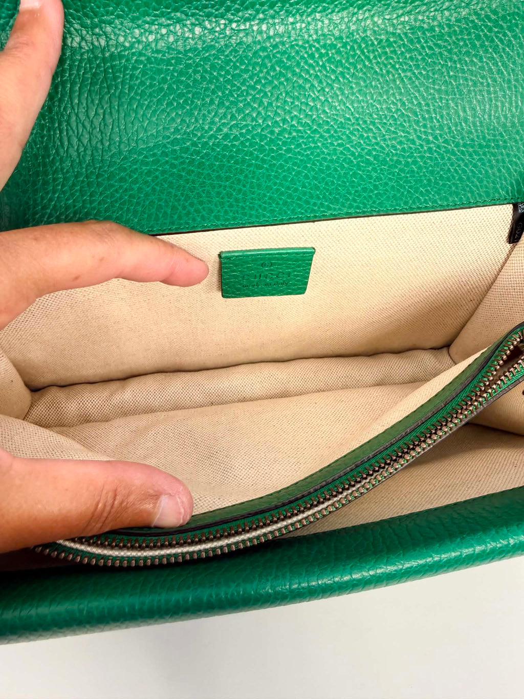 Gucci Dollar Calfskin Crystal Small Dionysus Shoulder Bag Emerald