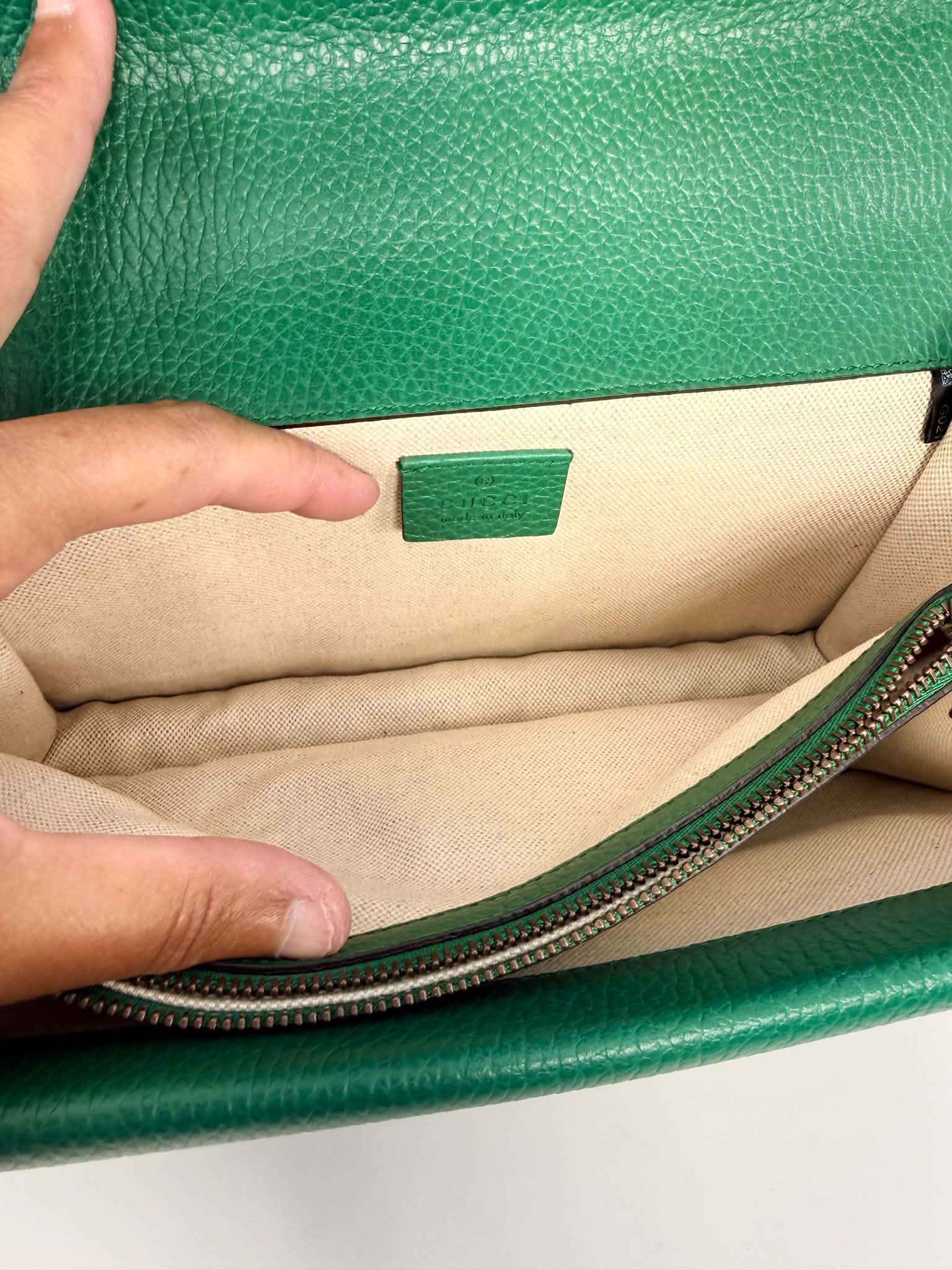 Gucci Dollar Calfskin Crystal Small Dionysus Shoulder Bag Emerald