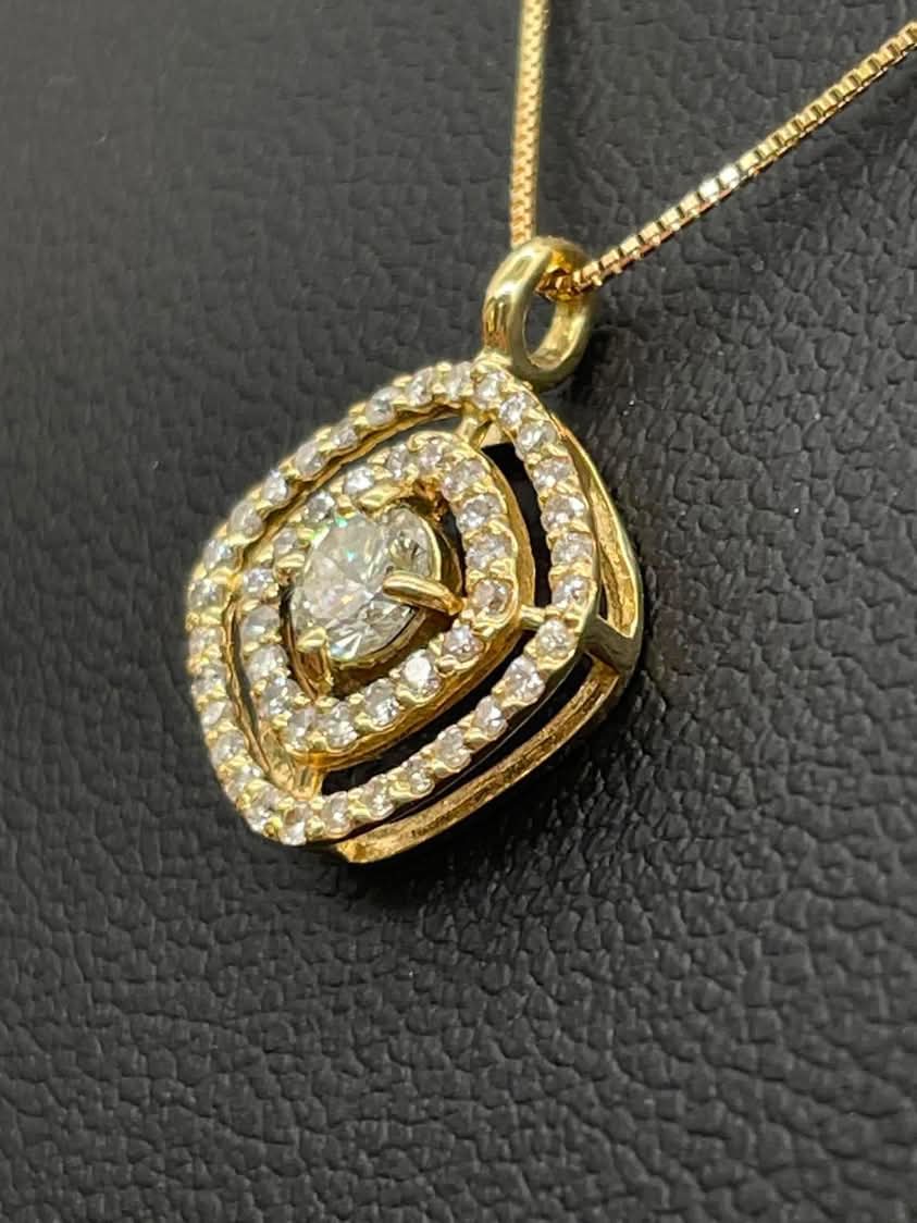 Diamond-Diamond Pendent 18k Yellow Gold