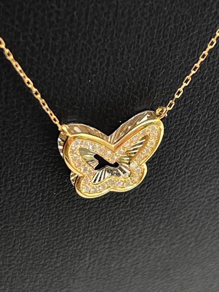 Butterfly Diamond and 18K Yellow Gold Necklace