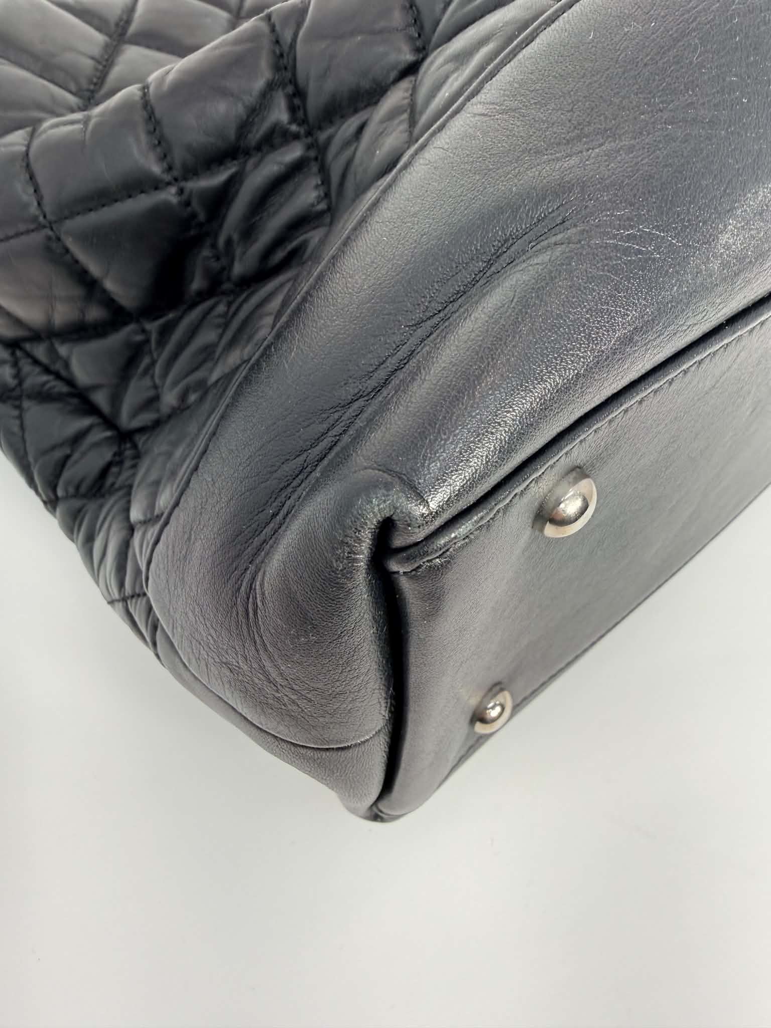Chanel Aged Calfskin Quilted Be CC Tote Black