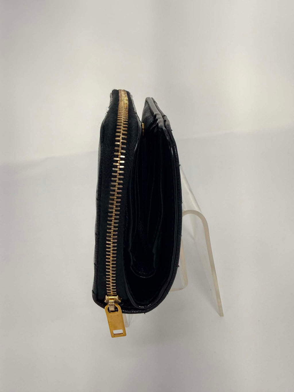 Saint Laurent Grain De Poudre Matelasse Chevron Monogram Compact Zip Around Wallet