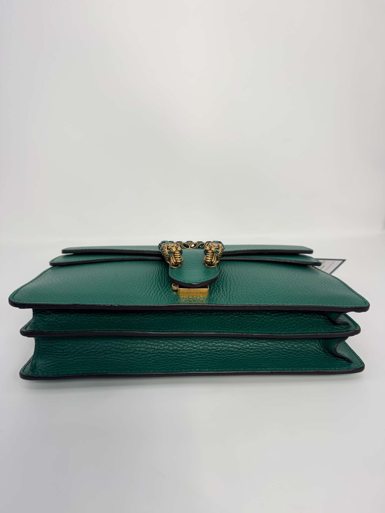 Gucci Dollar Calfskin Crystal Small Dionysus Shoulder Bag Emerald