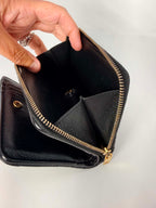 Saint Laurent Grain De Poudre Matelasse Chevron Monogram Compact Zip Around Wallet