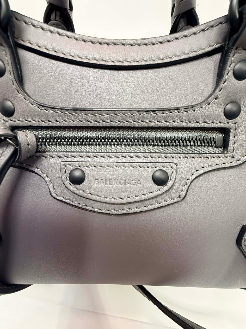 Balenciaga Smooth Calfskin Neo Classic Silver Hardware Mini City Grey