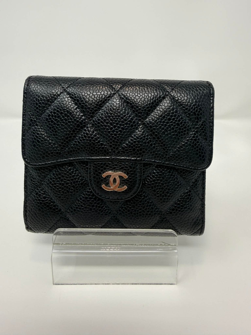 Chanel Caviar Quilted Compact Flap Wallet Black