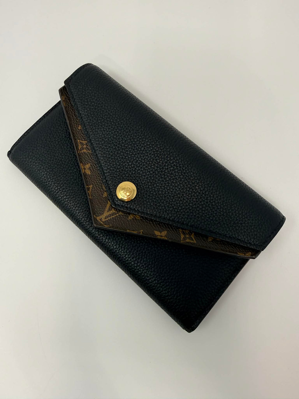 Louis Vuitton Monogram/Black Portefeuille Double V Long Bifold Wallet