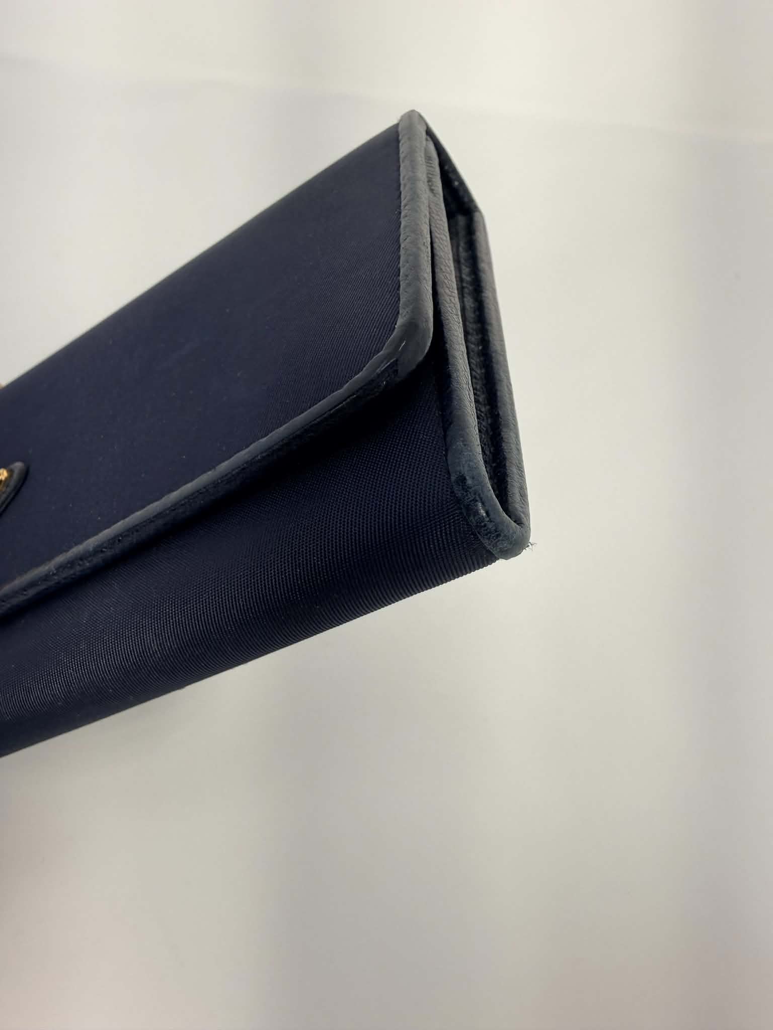 Prada Tessuto Saffiano Triangle Logo Continental Flap Travel Wallet Black