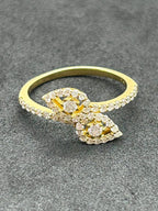 Bypass Diamond and 18K Yellow Gold Ring