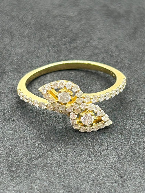 Bypass Diamond and 18K Yellow Gold Ring