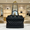 Chanel Aged Calfskin Quilted Be CC Tote Black