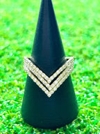 Triple V Diamond and 18K Yellow Gold Ring