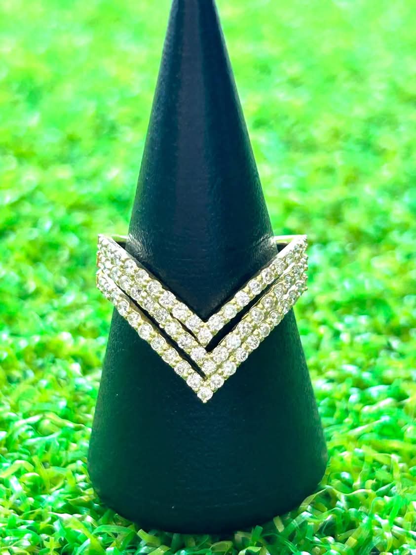 Triple V Diamond and 18K Yellow Gold Ring