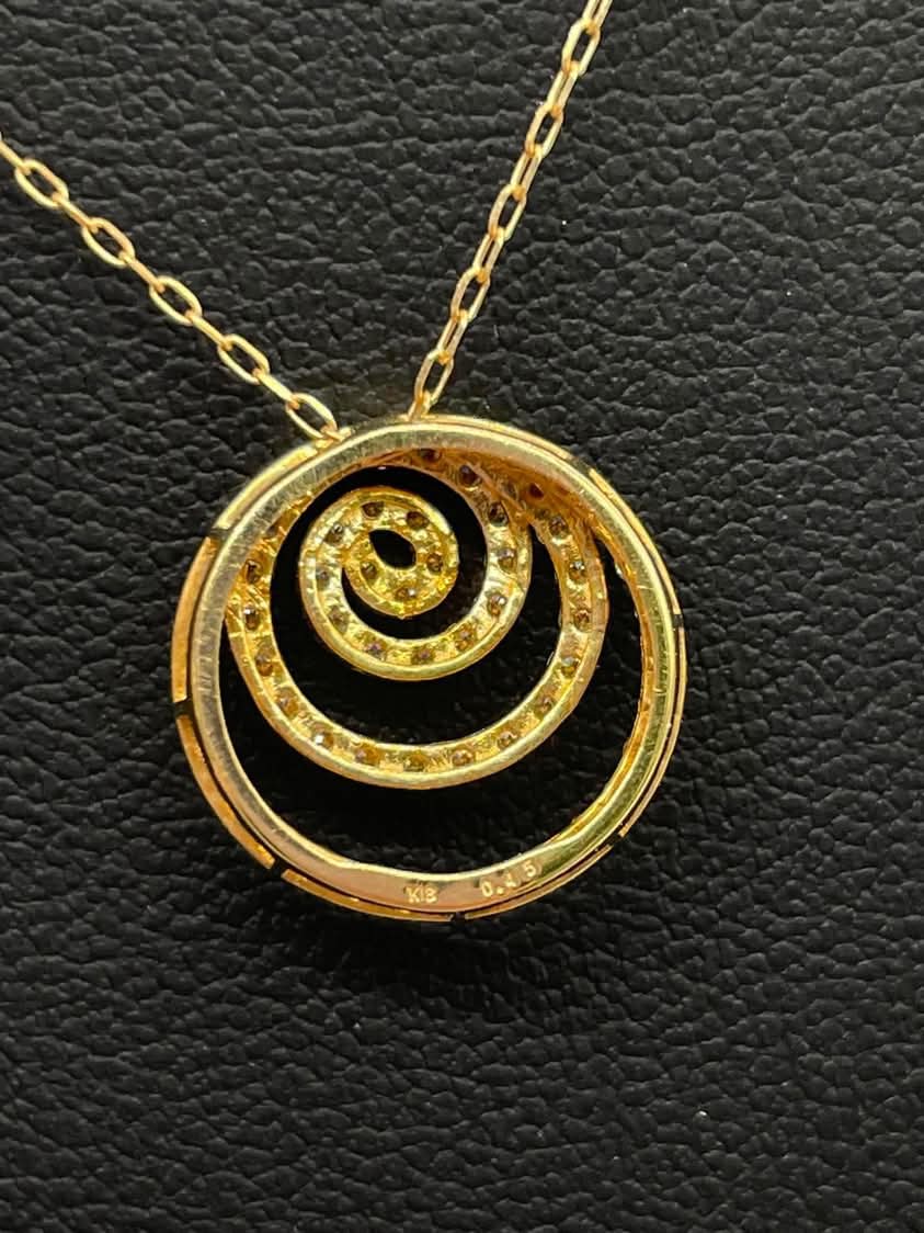 Diamond Spiral Necklace 18K Yellow Gold