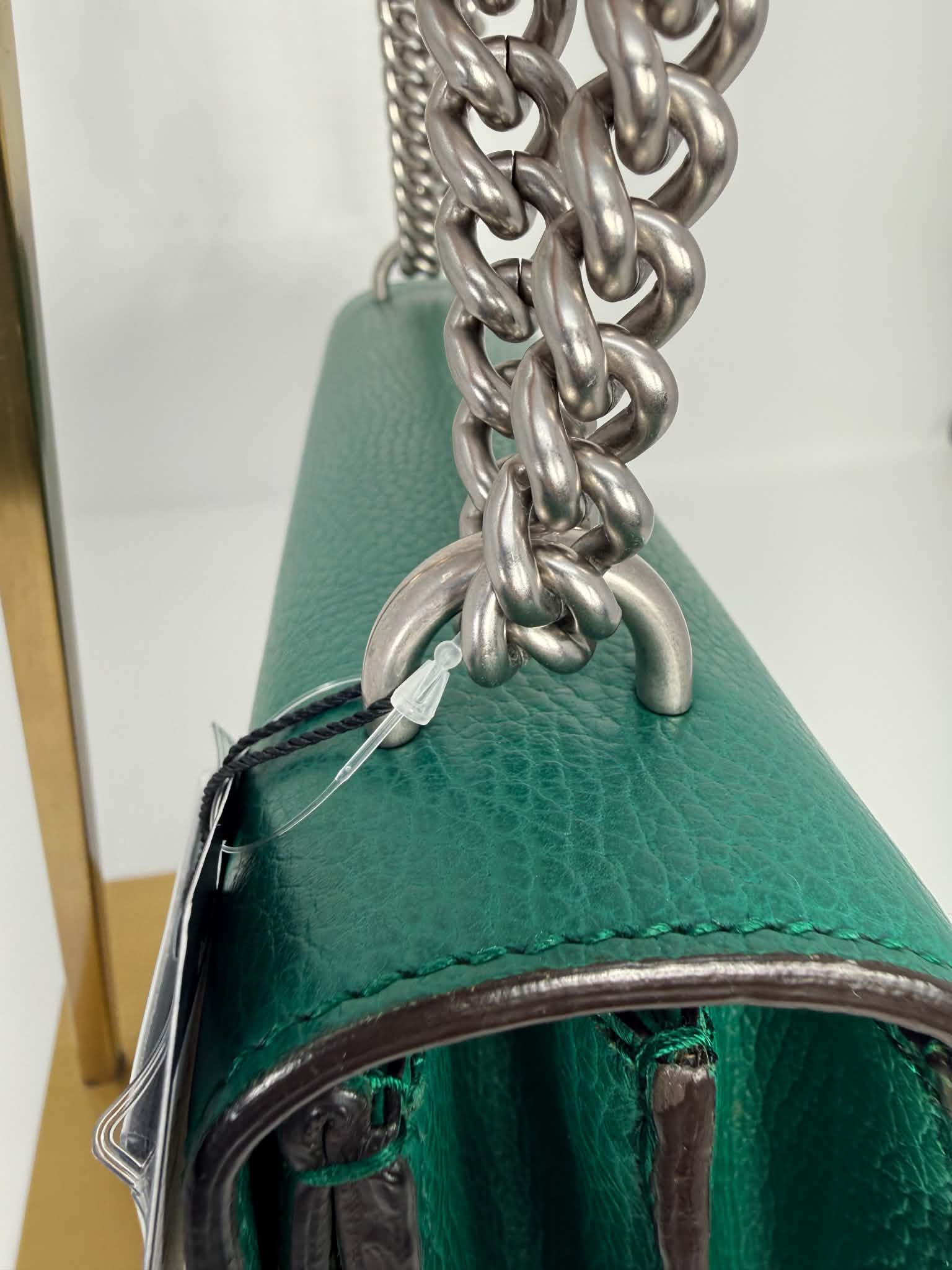 Gucci Dollar Calfskin Crystal Small Dionysus Shoulder Bag Emerald