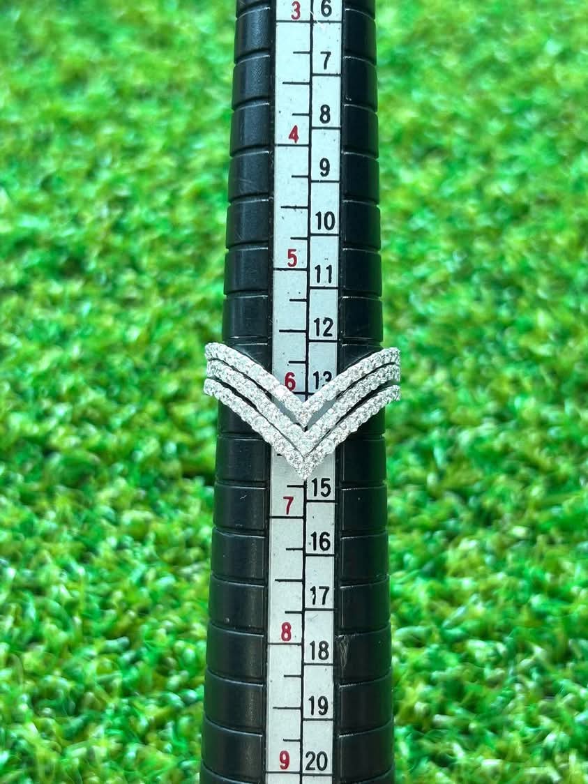Triple V Diamond and 18K White Gold Ring