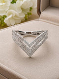 Triple V Diamond and 18K White Gold Ring