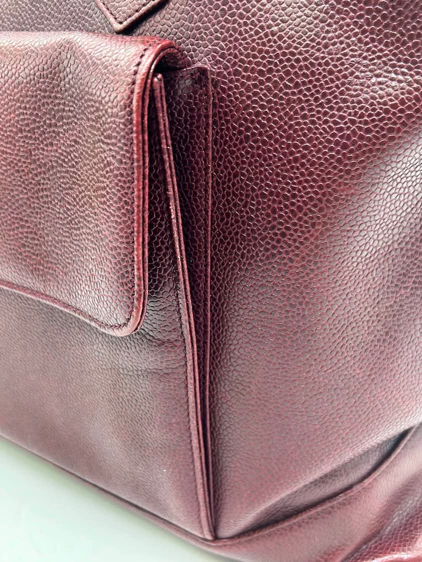 Chanel Vintage CC Pocket Tote Caviar Bordeaux