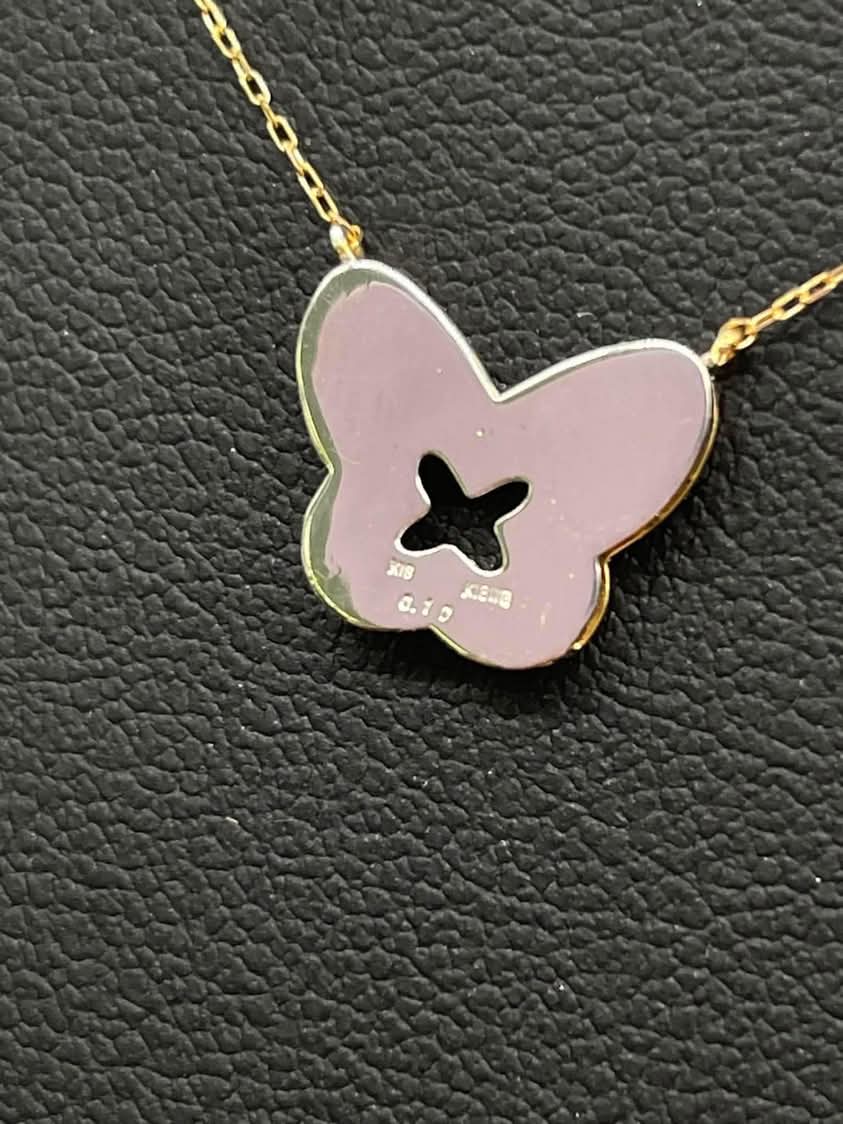 Butterfly Diamond and 18K Yellow Gold Necklace