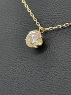 Solitaire Diamond Necklace with Chain 18K Yellow Gold