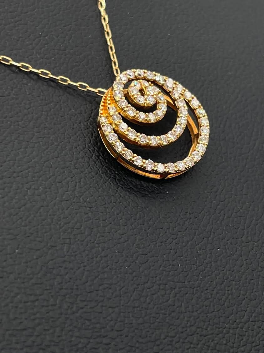 Diamond Spiral Necklace 18K Yellow Gold