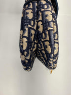 Christian Dior Oblique Embroidered Saddle Bag Navy
