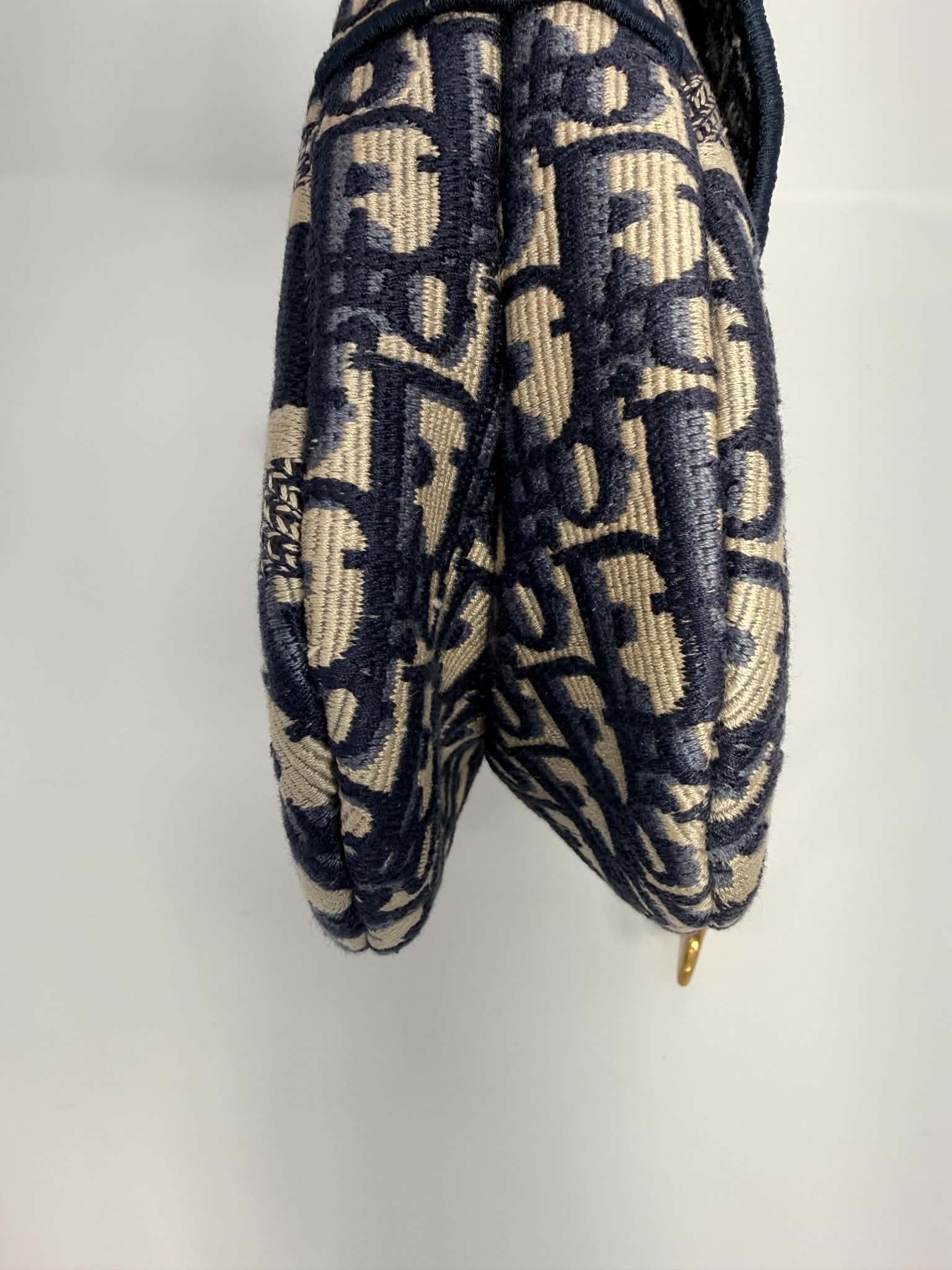 Christian Dior Oblique Embroidered Saddle Bag Navy