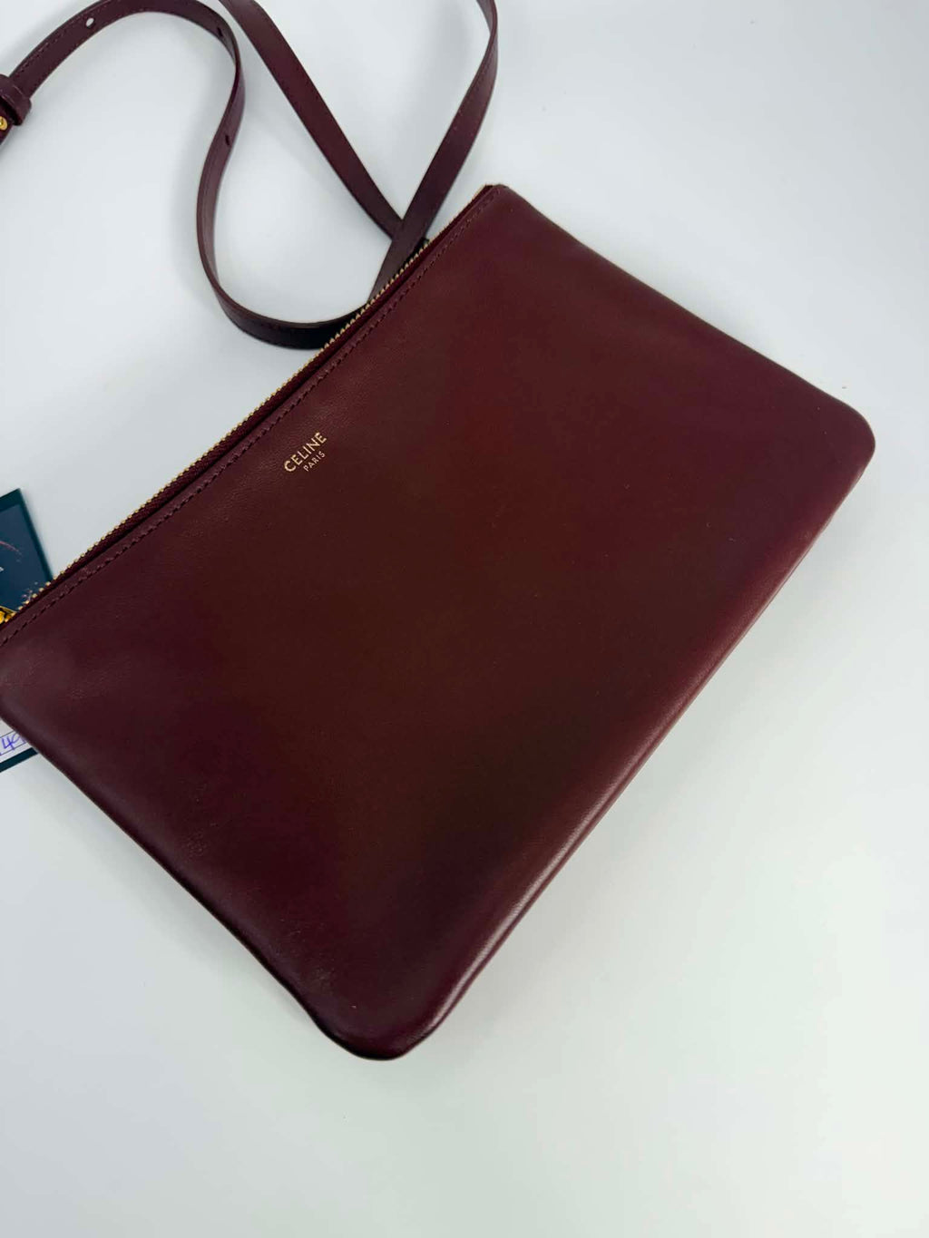 Celine Lambskin Small Trio Crossbody Bag Burgundy