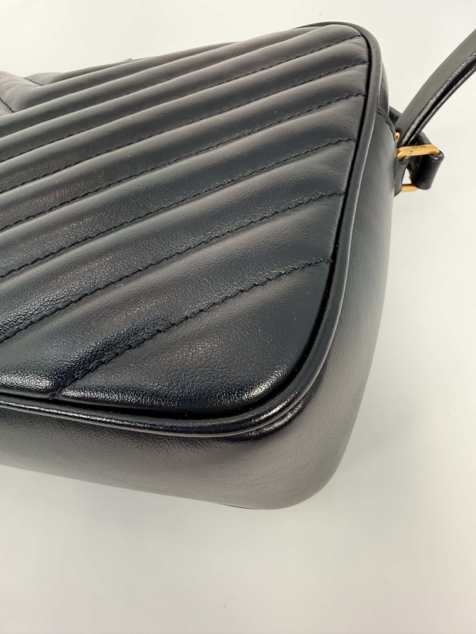 Saint Laurent Calfskin Matelasse Monogram Lou Camera Bag Black