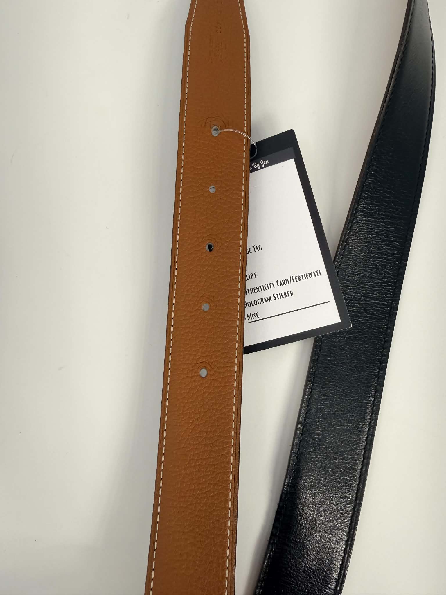Hermes Reversible Belt Black/Brown Gold Size 80 Tan