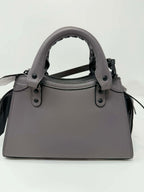 Balenciaga Smooth Calfskin Neo Classic Silver Hardware Mini City Grey
