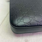 Gucci Guccissima Signature Medium Flat Messenger Bag Black