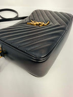 Saint Laurent Calfskin Matelasse Monogram Lou Camera Bag Black