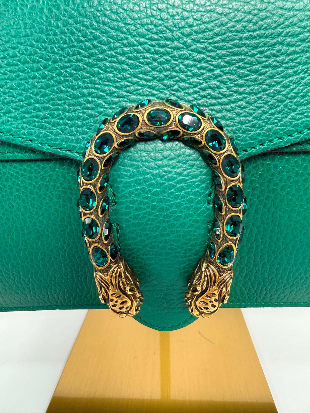 Gucci Dollar Calfskin Crystal Small Dionysus Shoulder Bag Emerald