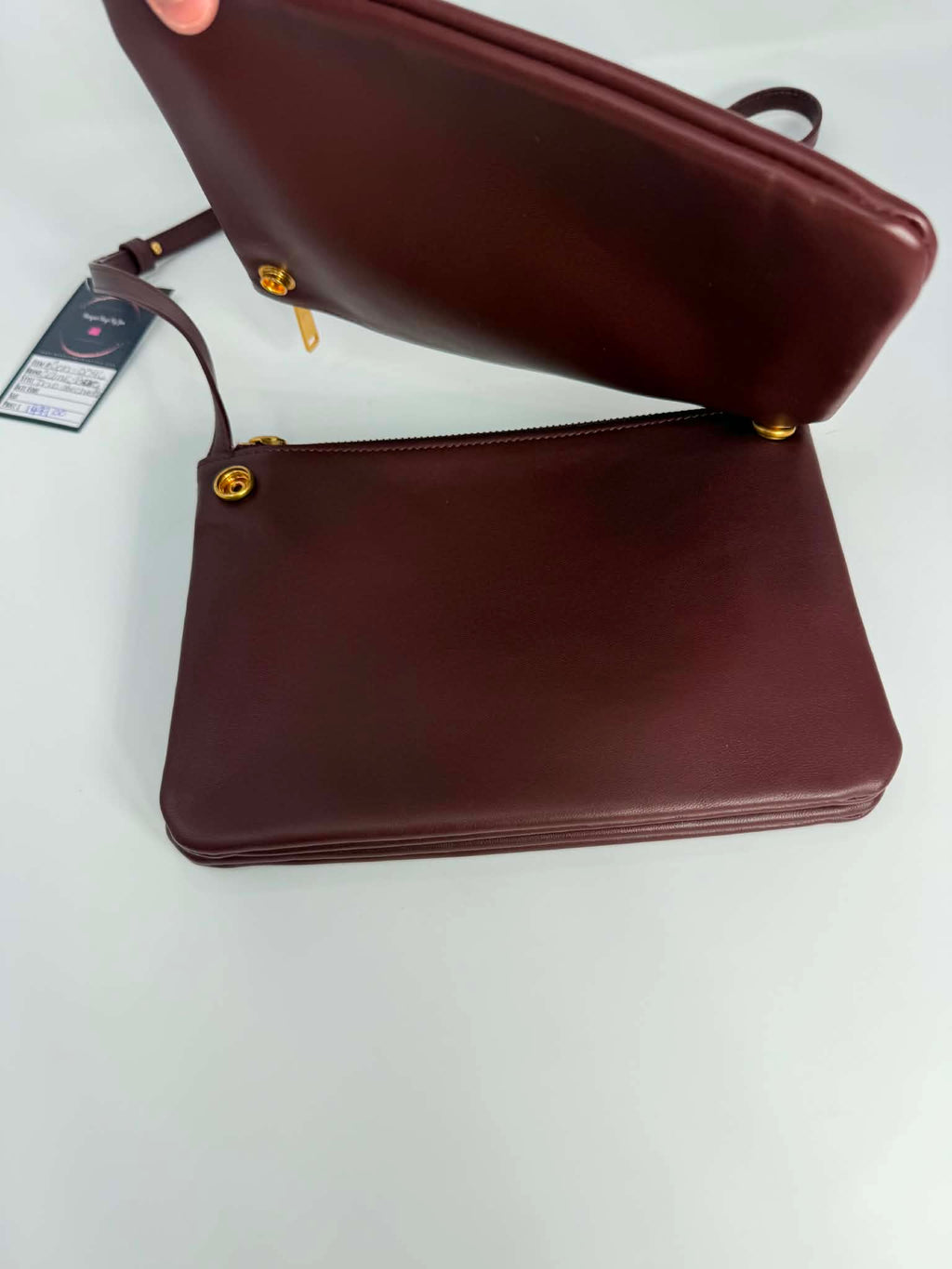 Celine Lambskin Small Trio Crossbody Bag Burgundy