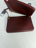 Celine Lambskin Small Trio Crossbody Bag Burgundy