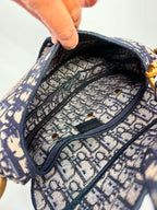 Christian Dior Oblique Embroidered Saddle Bag Navy