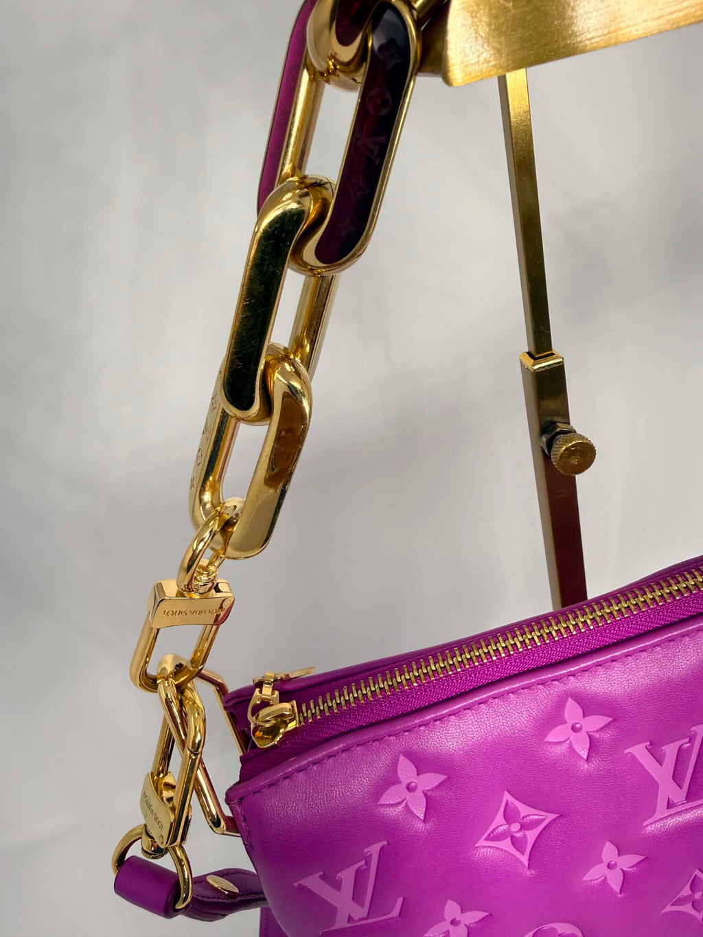Louis Vuitton Lambskin Embossed Monogram Coussin BB Orchid