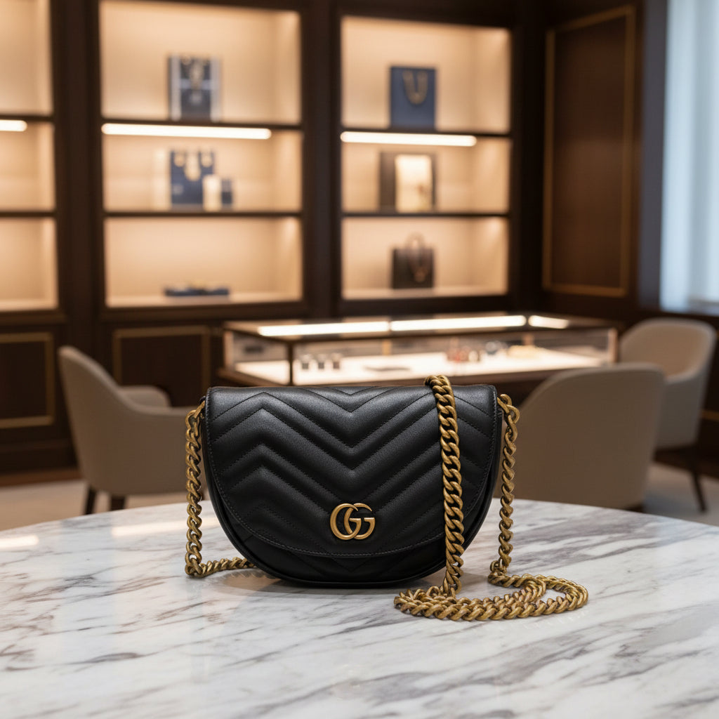 Gucci Marmont Chain Half Moon Crossbody