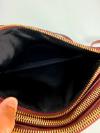 Celine Lambskin Small Trio Crossbody Bag Burgundy