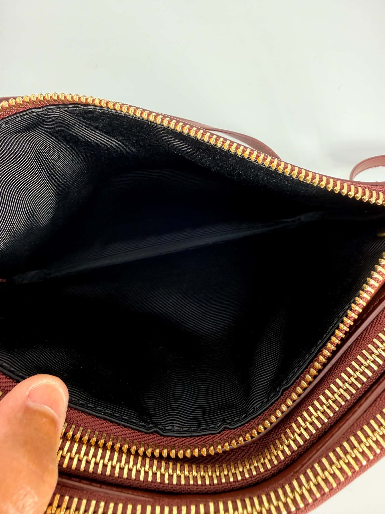 Celine Lambskin Small Trio Crossbody Bag Burgundy
