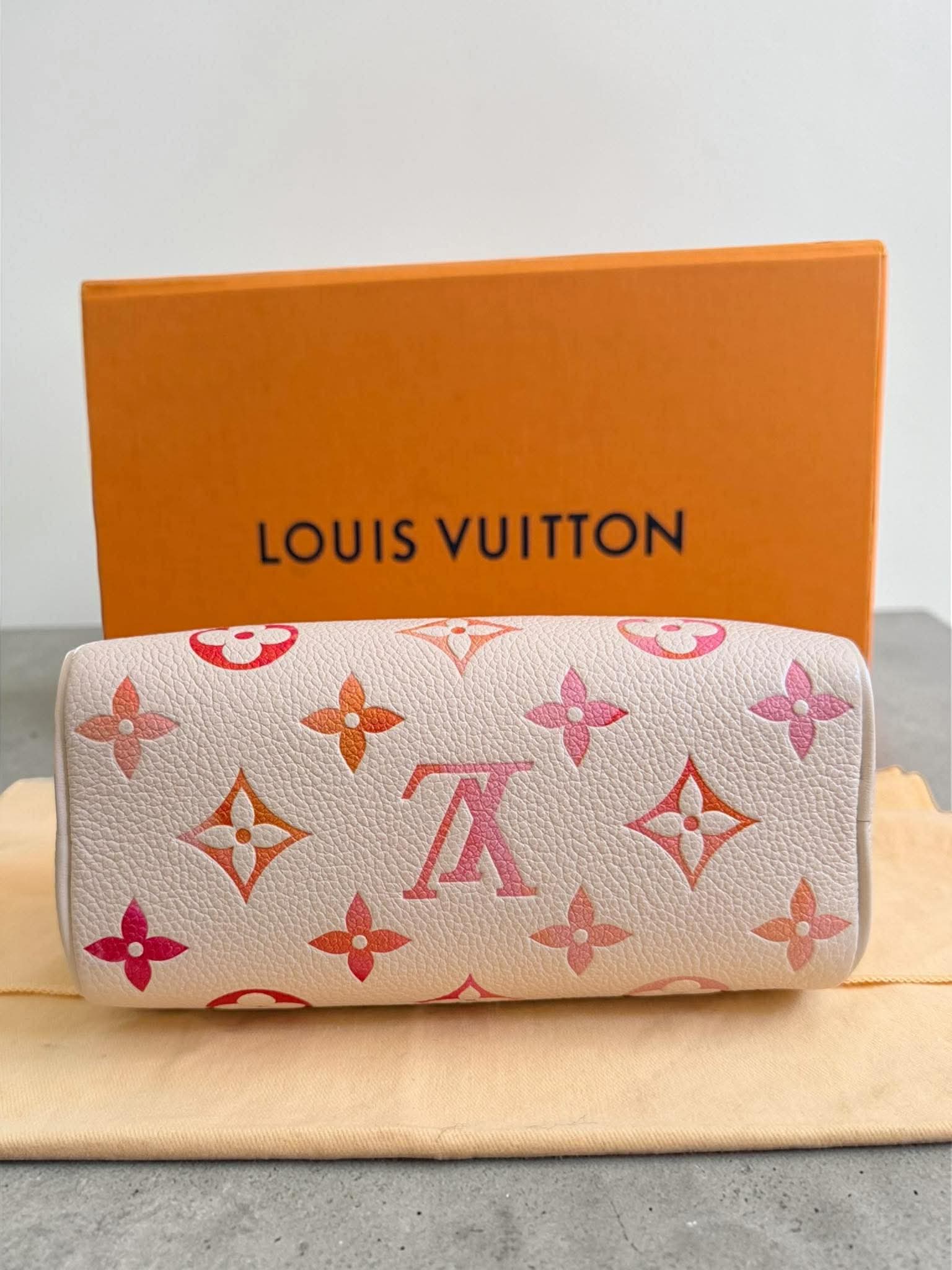 Louis Vuitton Nano Speedy Sunrise Aquarelle Limited Edition Ivory w/pink logo