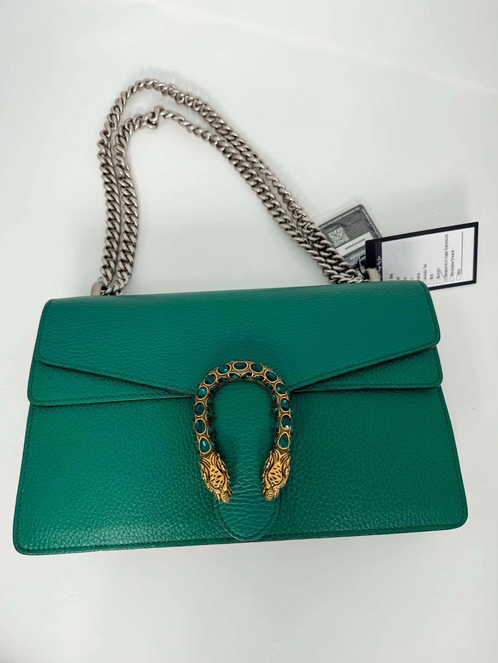 Gucci Dollar Calfskin Crystal Small Dionysus Shoulder Bag Emerald