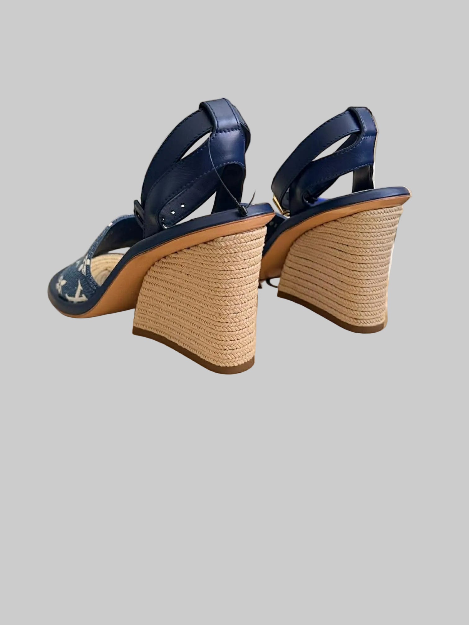 Louis Vuitton Monogram Denim Wedge Sandal 37 1/2