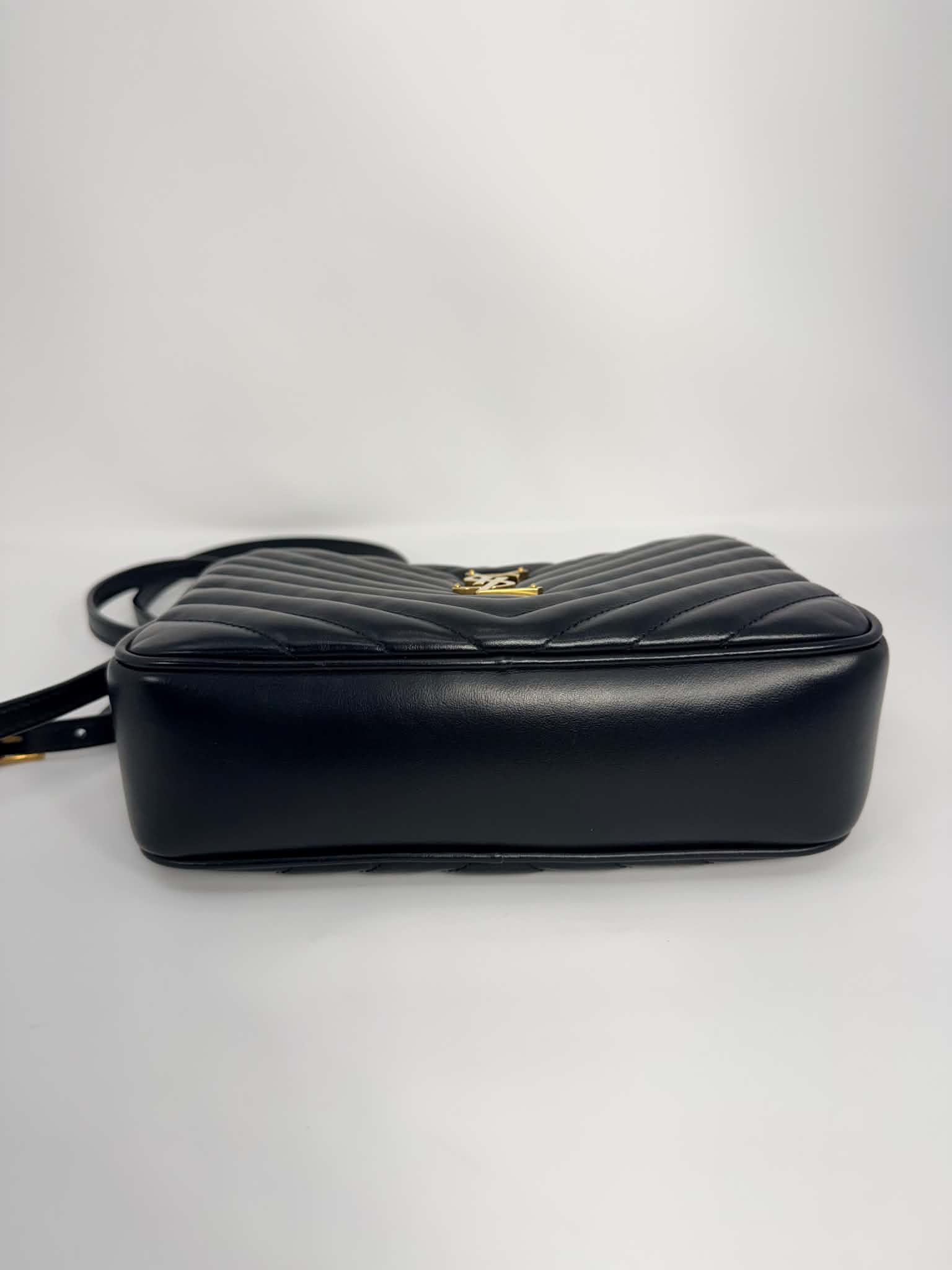 Saint Laurent Calfskin Matelasse Monogram Lou Camera Bag Black