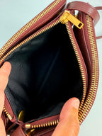 Celine Lambskin Small Trio Crossbody Bag Burgundy