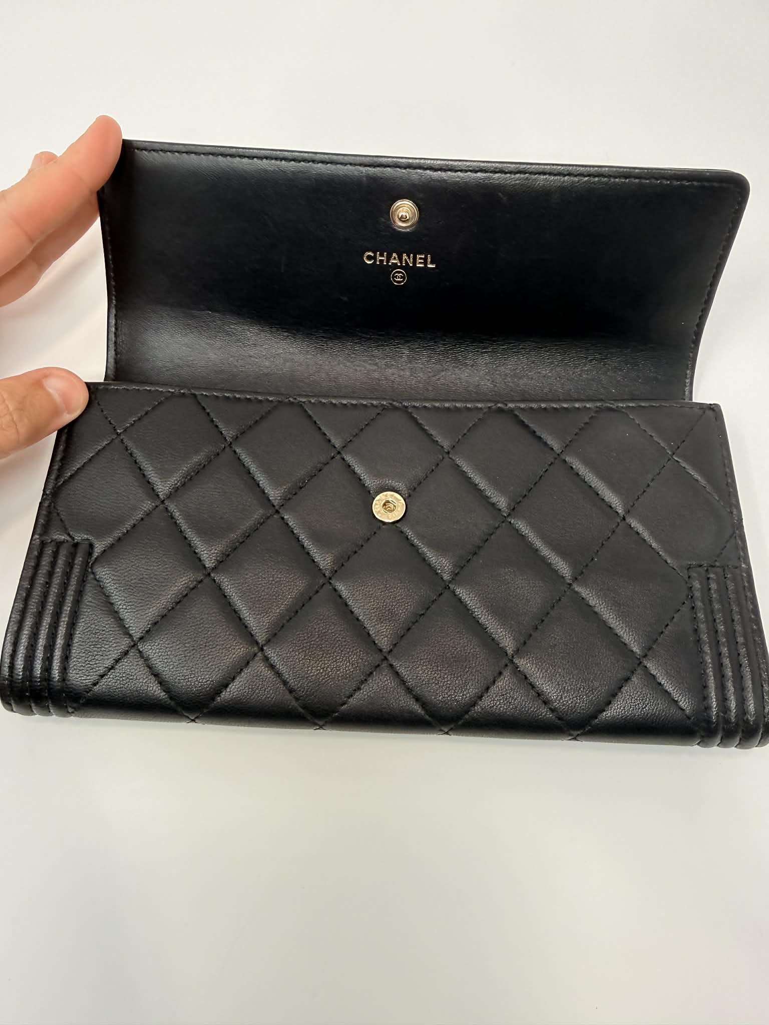 Chanel Boy Flap Long Wallet in Smooth Lambskin