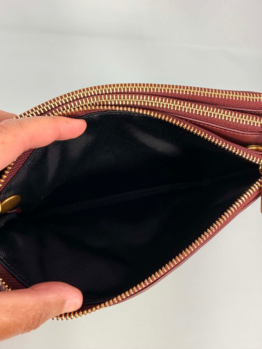 Celine Lambskin Small Trio Crossbody Bag Burgundy
